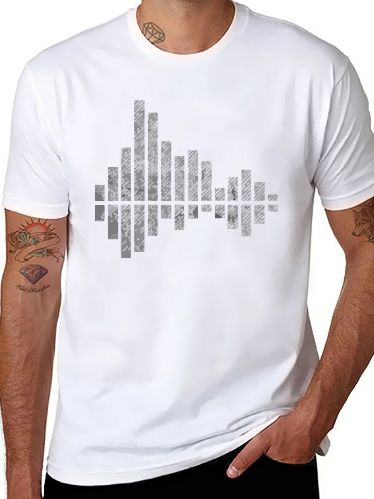 Modern Black Graphic Tee - Soundwave Design