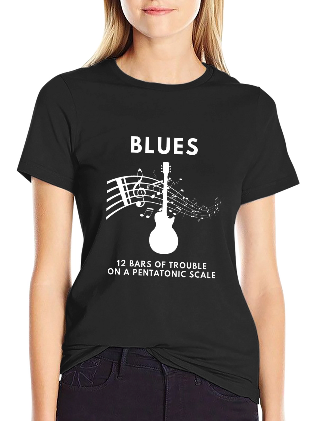 Blues Music T-Shirt: Guitar & Pentatonic Scale Design