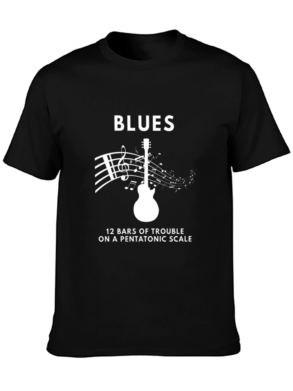 Blues Music T-Shirt: Guitar & Pentatonic Scale Design