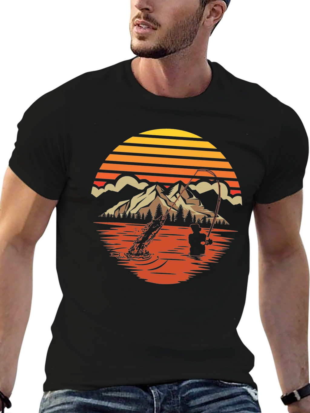 Fishing Sunset Graphic Tee
