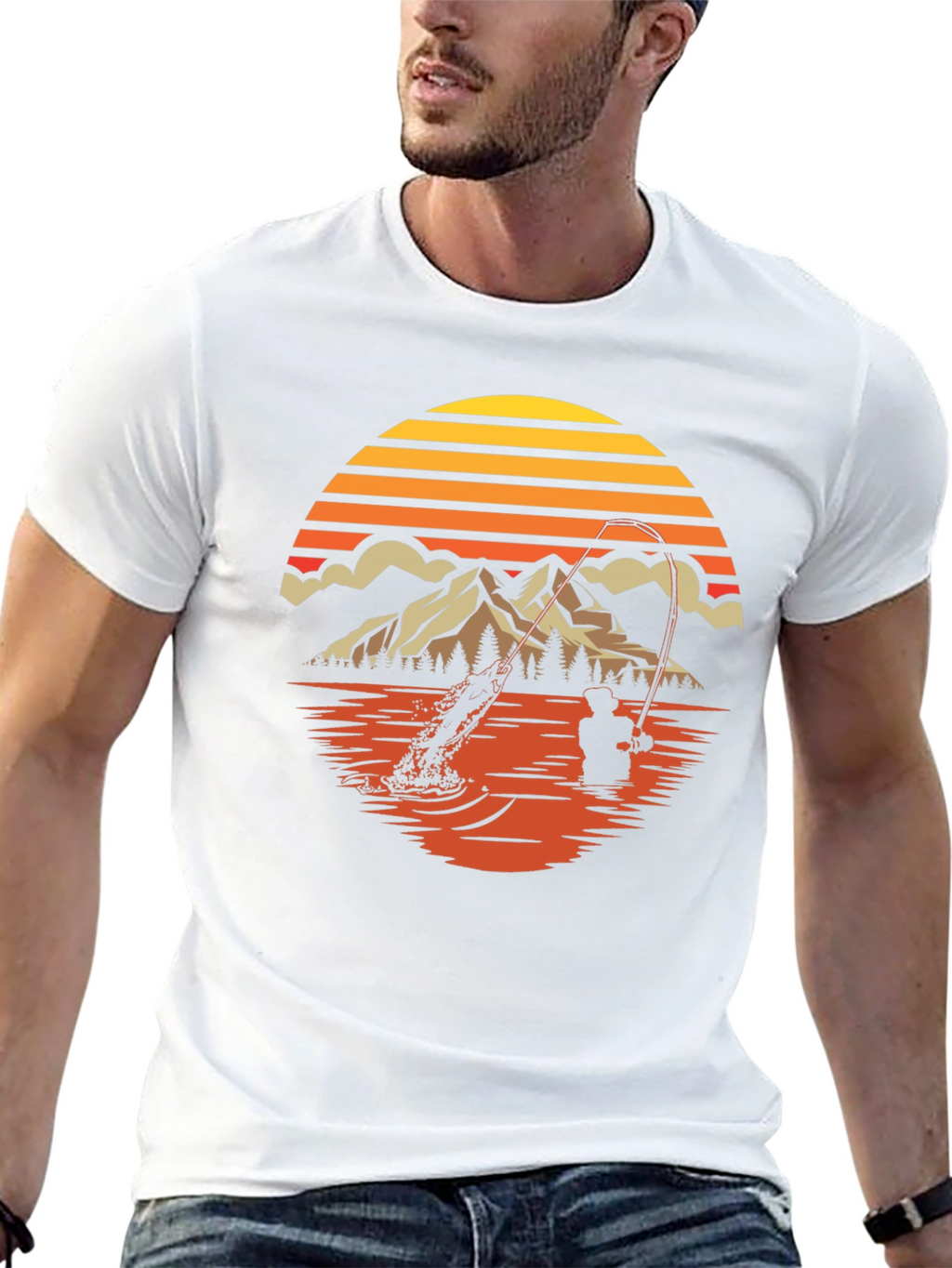 Fishing Sunset Graphic Tee