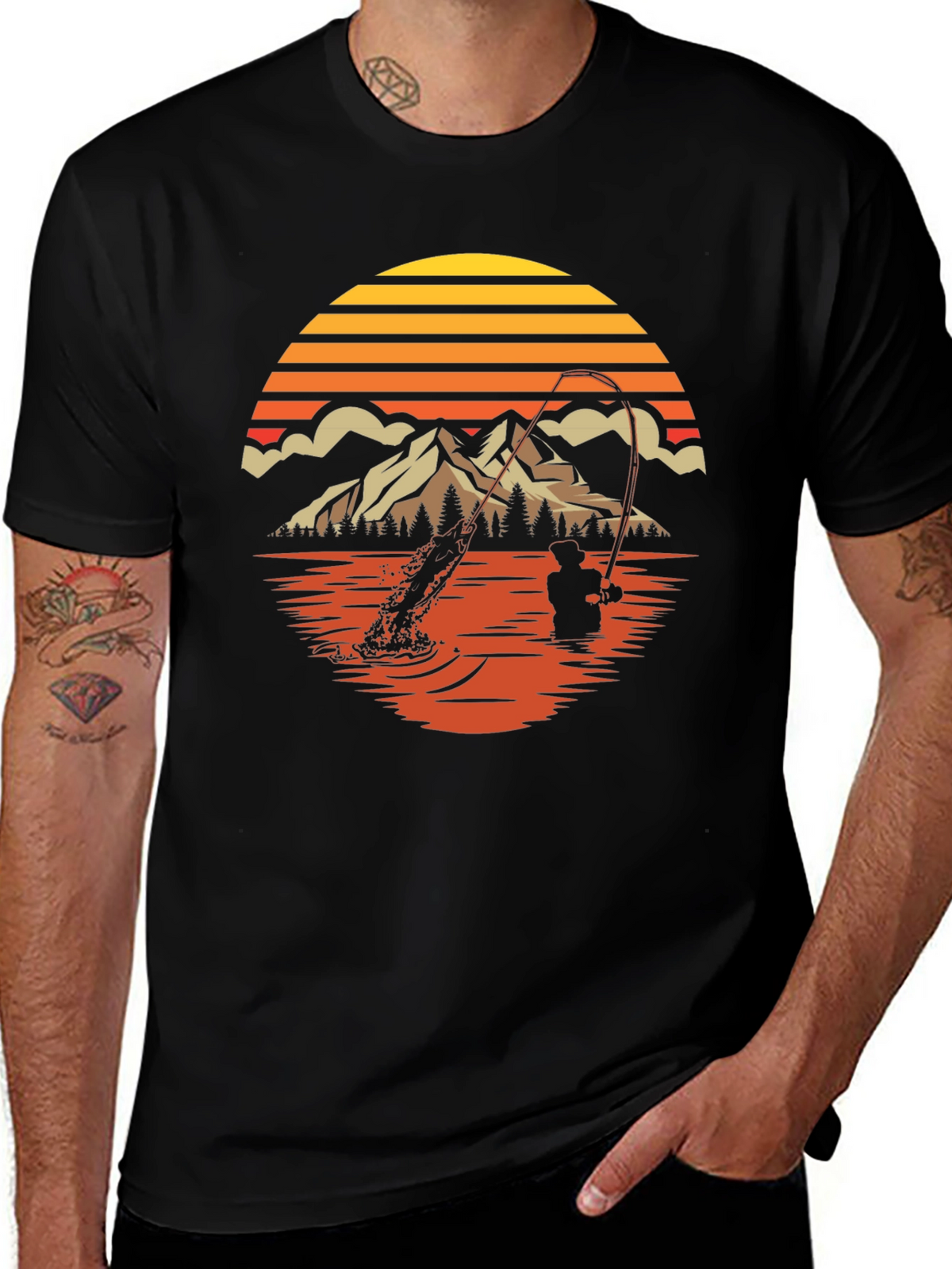 Fishing Sunset Graphic Tee