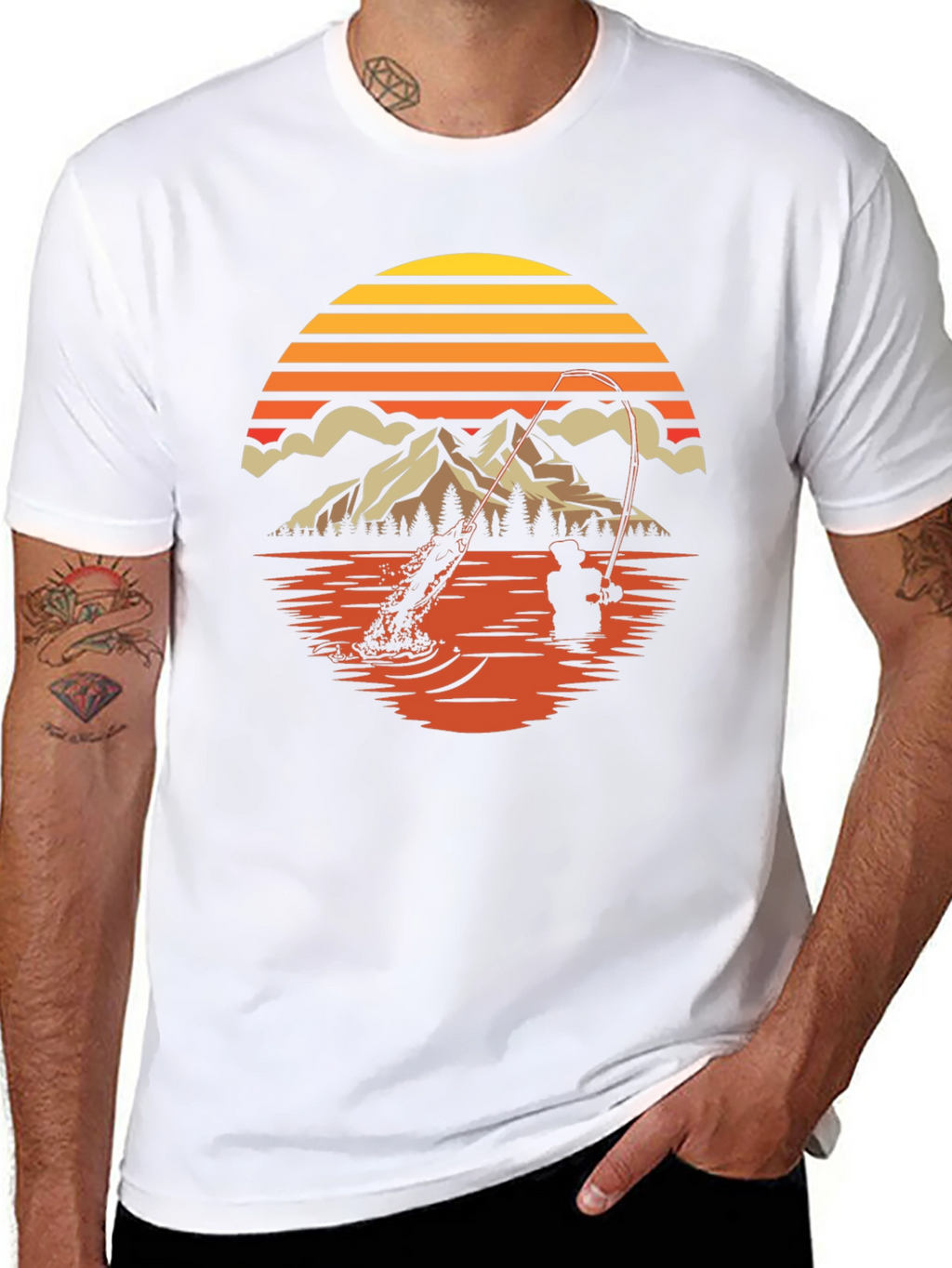 Fishing Sunset Graphic Tee