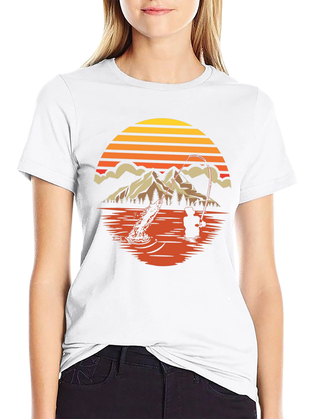 Fishing Sunset Graphic Tee