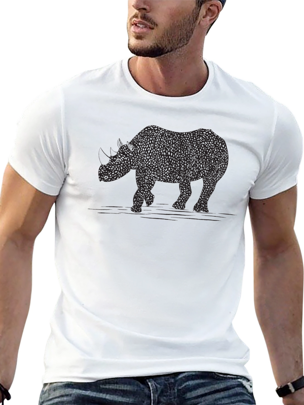 Abstract Rhino Graphic Tee - Black