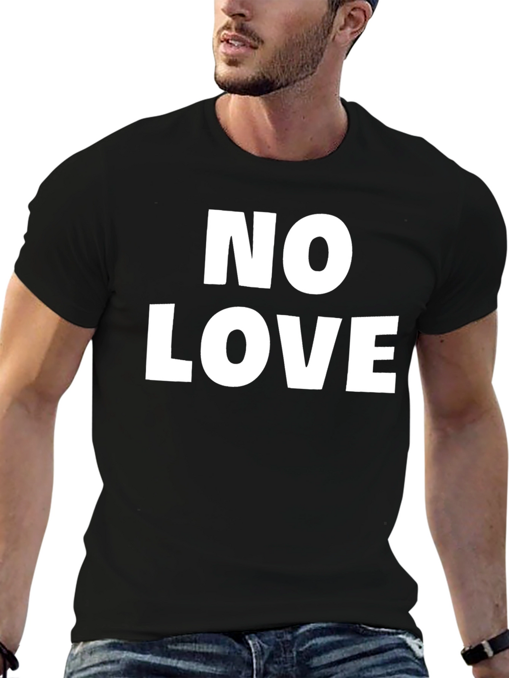 No Love Graphic Print Black T-Shirt