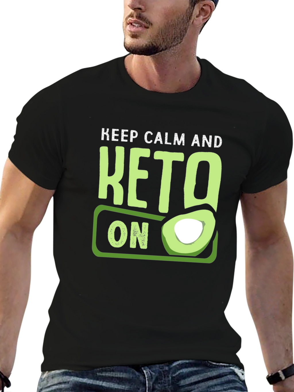 Keep Calm and Keto On T-Shirt Avocado Graphic Tee