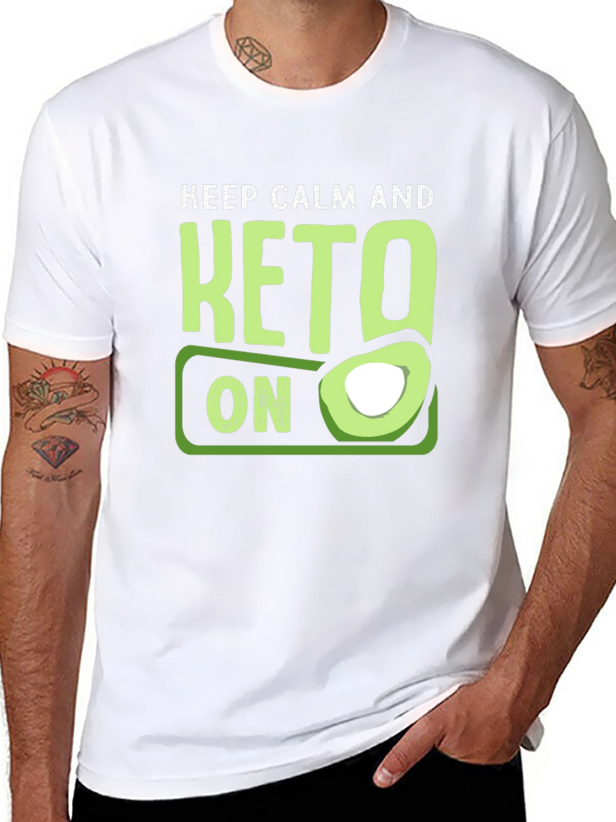 Keep Calm and Keto On T-Shirt Avocado Graphic Tee