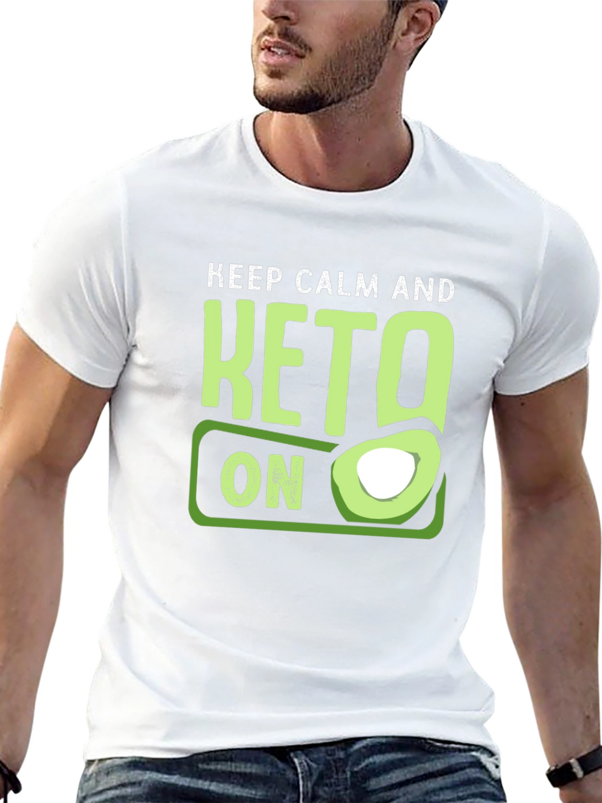 Keep Calm and Keto On T-Shirt Avocado Graphic Tee