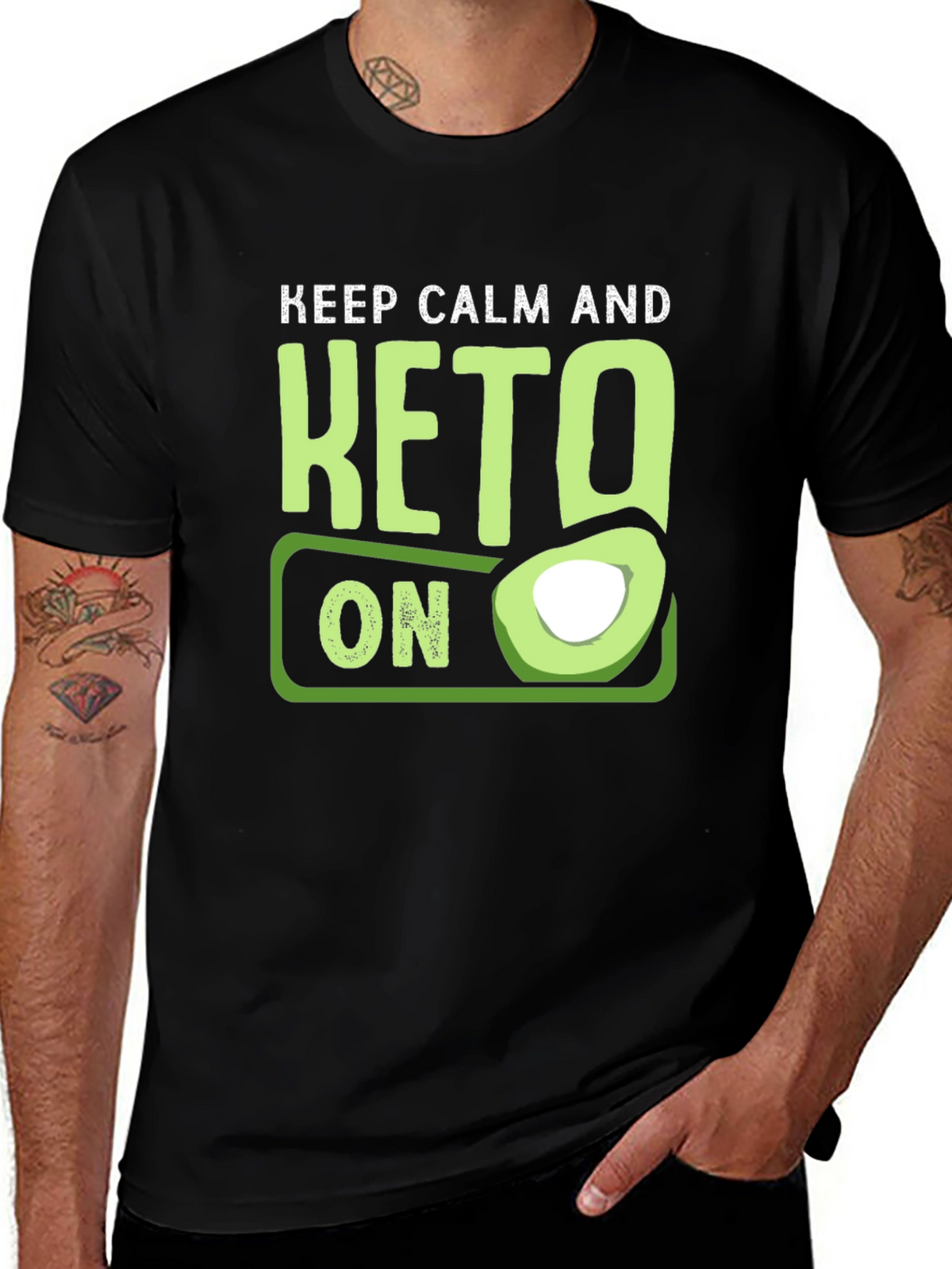 Keep Calm and Keto On T-Shirt Avocado Graphic Tee