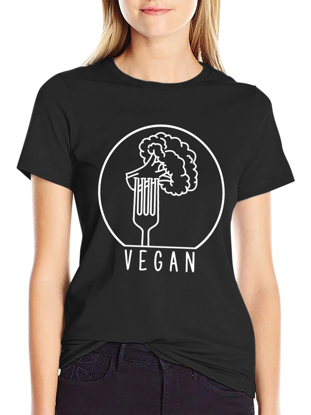 Vegan T-Shirt with Broccoli Fork Design