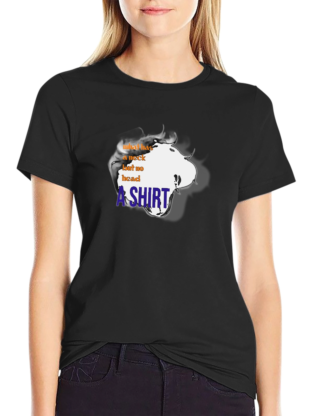 Funny T-Shirt: What has a neck but no head?