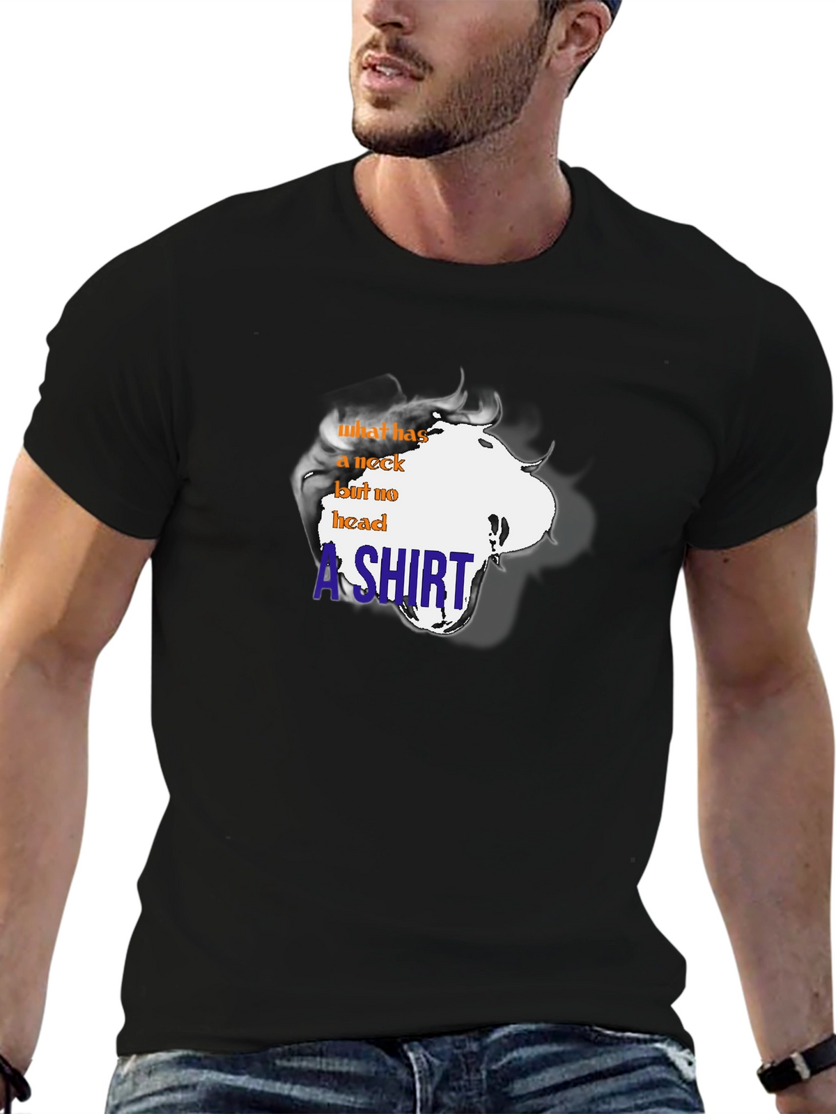 Funny T-Shirt: What has a neck but no head?