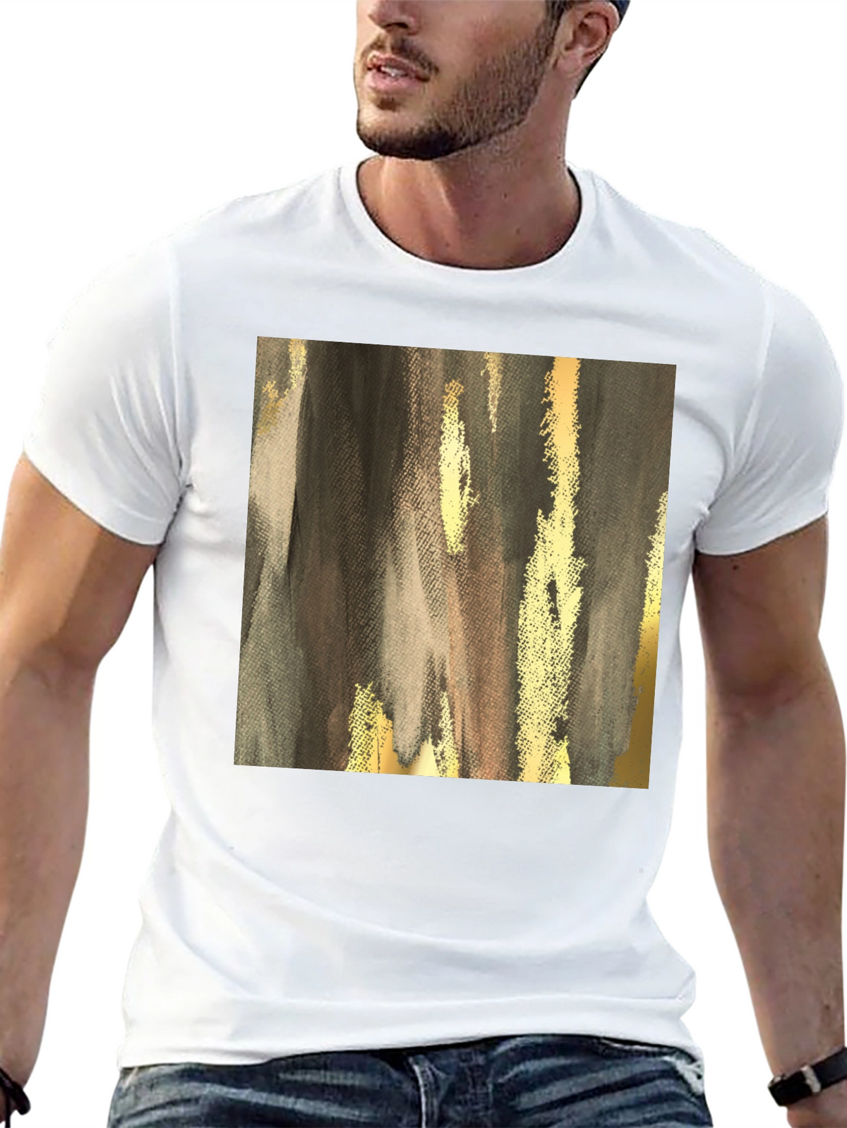 Abstract Gold & Gray Graphic Tee