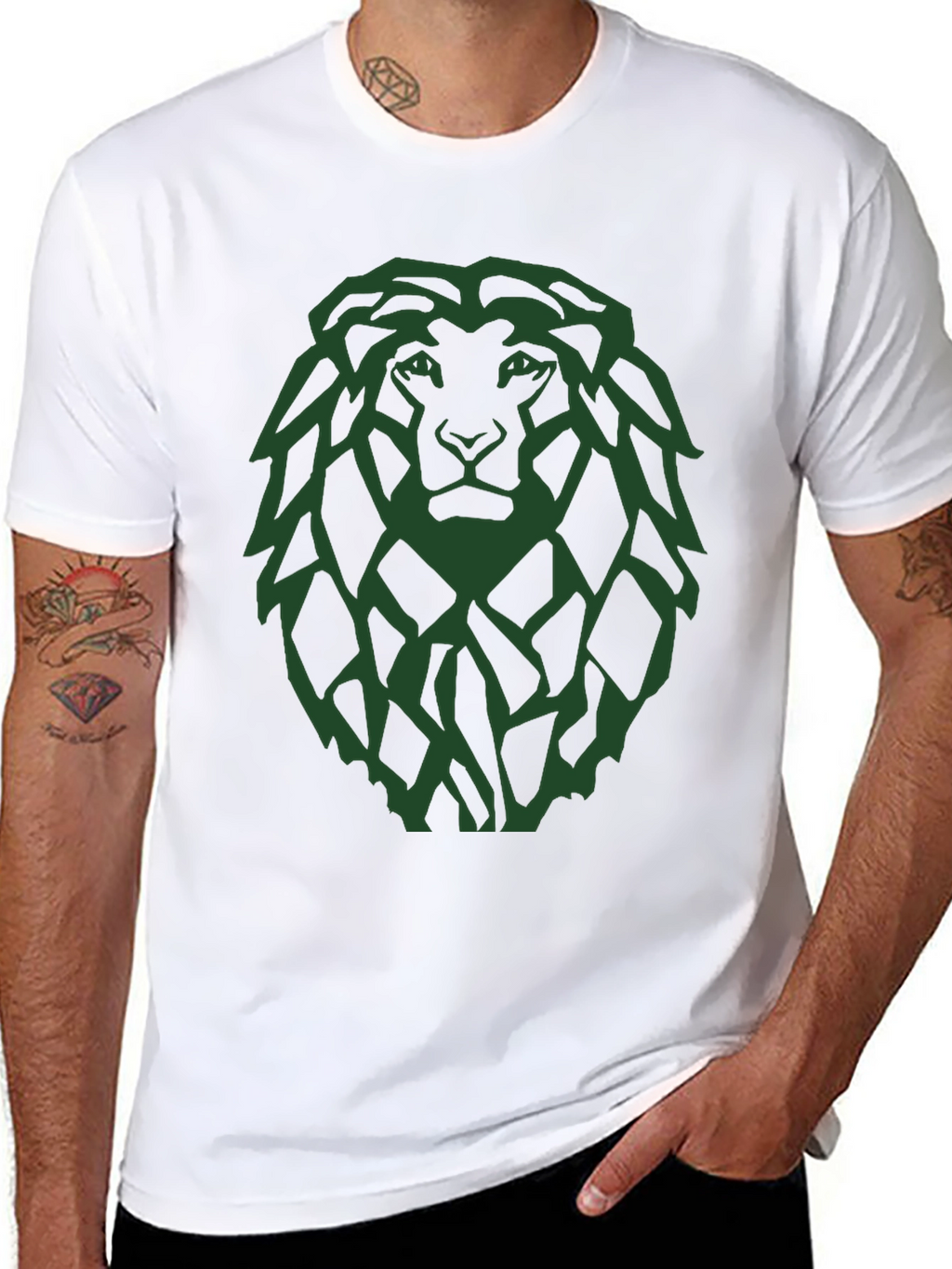 Lion Graphic Tee - Modern Green Print