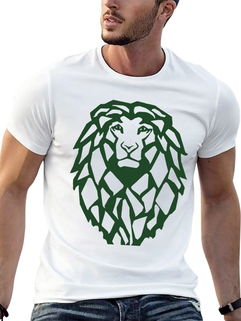 Lion Graphic Tee - Modern Green Print