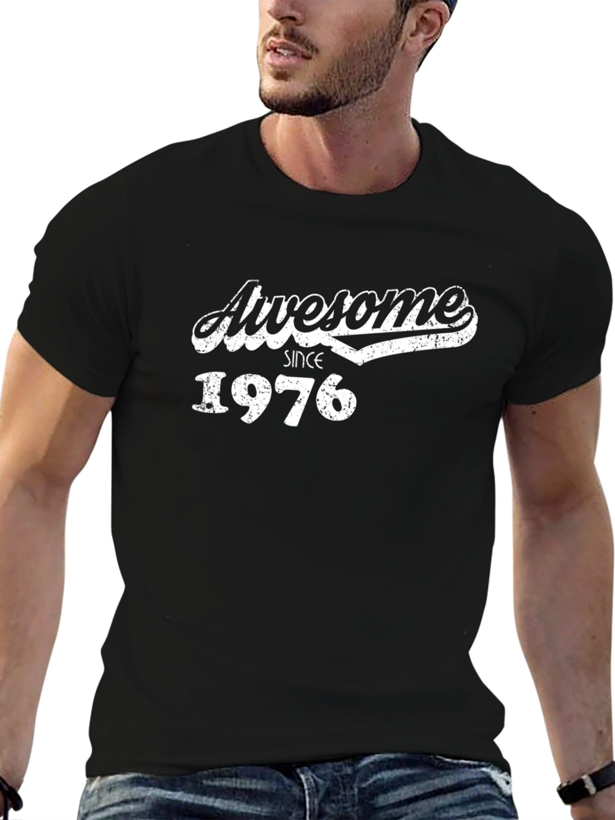 Awesome Since 1976 Black Graphic Tee