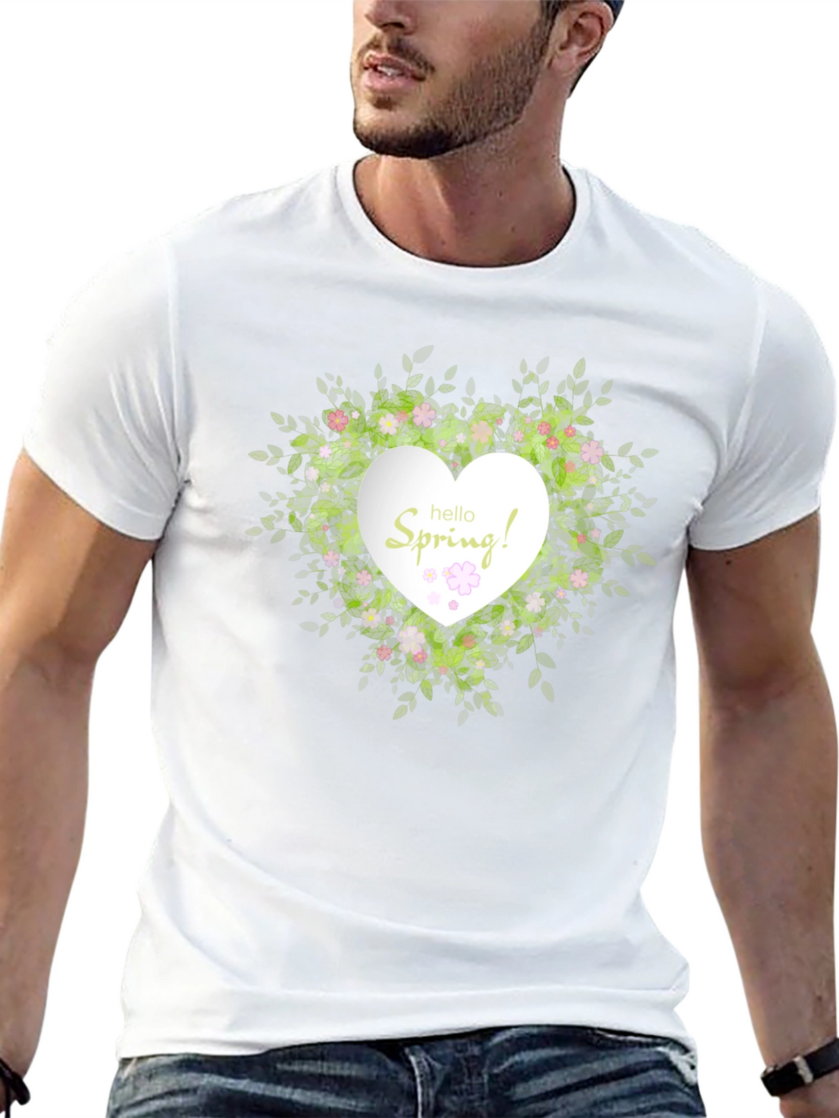Spring Floral Heart T-Shirt - Black Cotton Tee