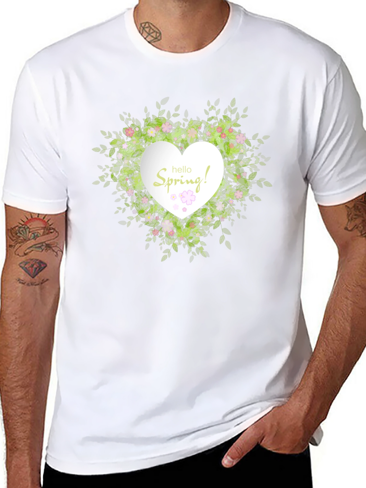 Spring Floral Heart T-Shirt - Black Cotton Tee
