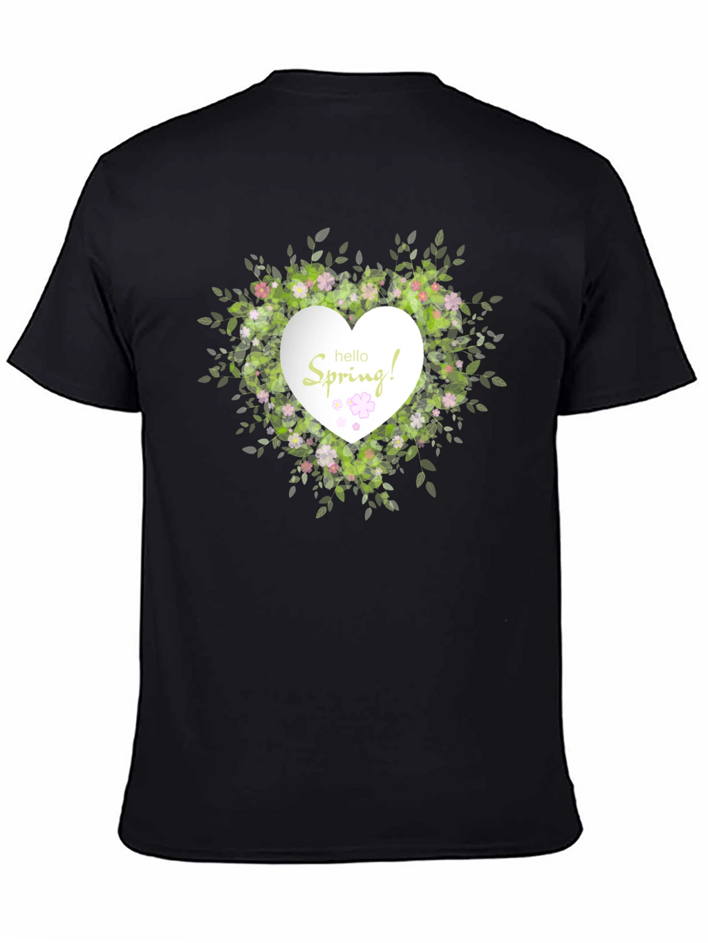 Spring Floral Heart T-Shirt - Black Cotton Tee