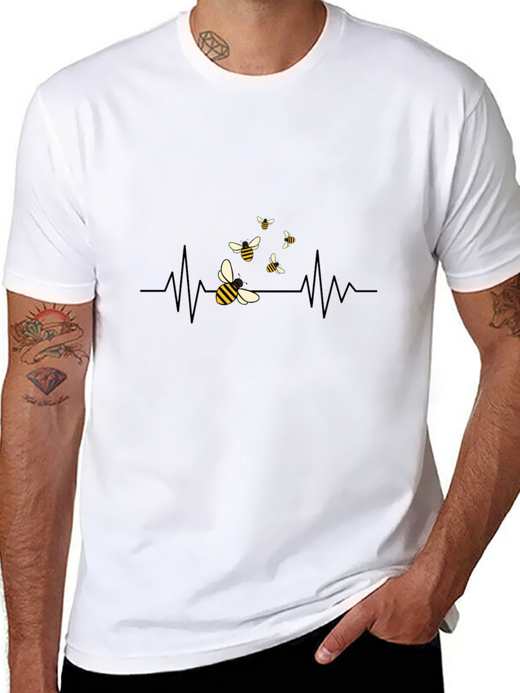 Bee Heartbeat T-Shirt - Black Graphic Tee
