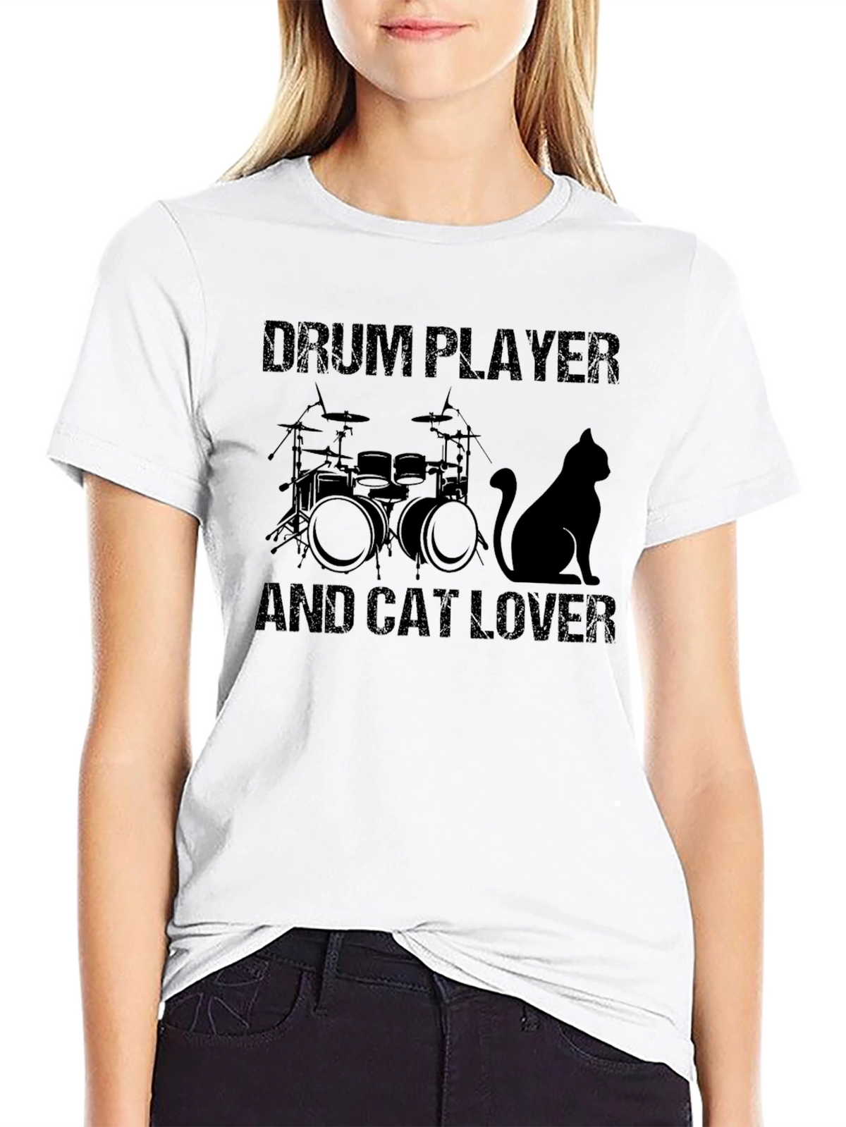 Drum Player & Cat Lover Graphic Tee