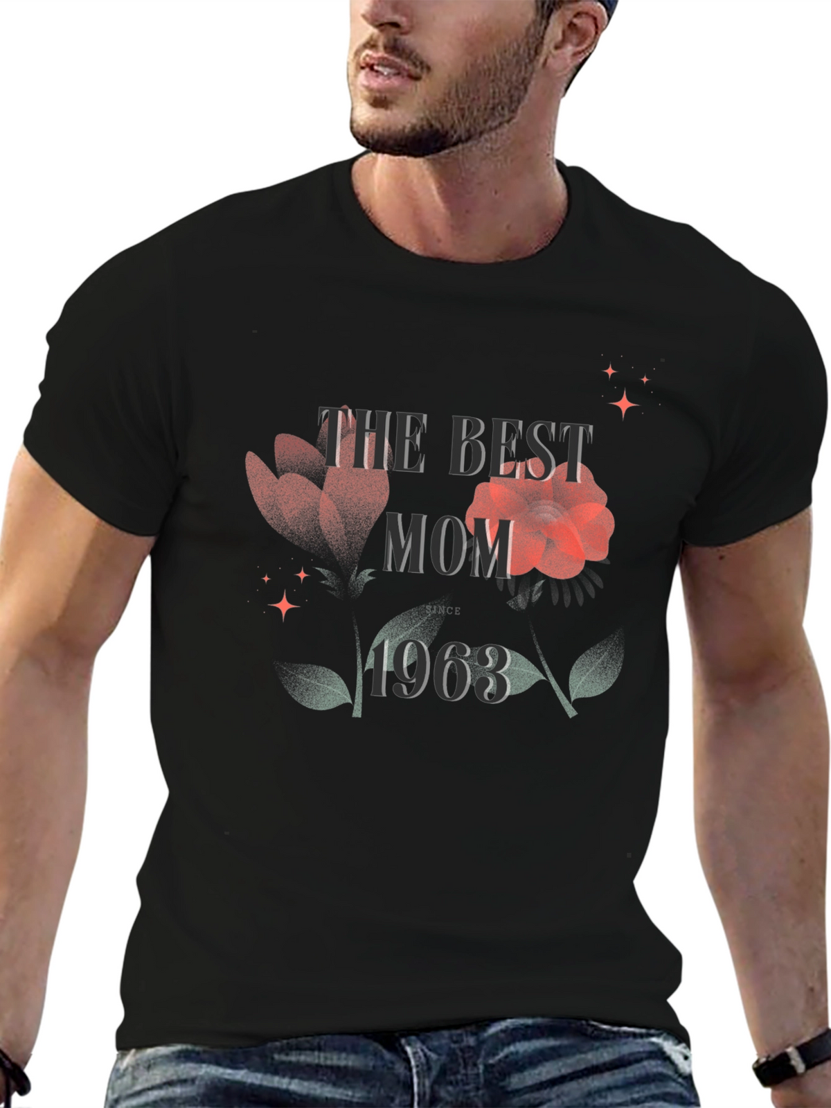 Best Mom 1963 Floral Graphic T-Shirt