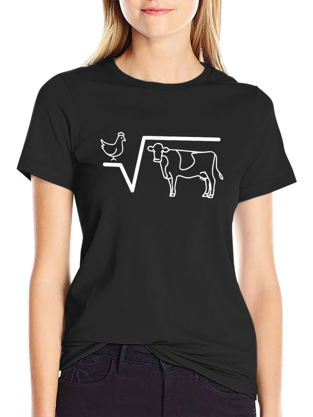 Funny Chicken Cow Root Math T-Shirt