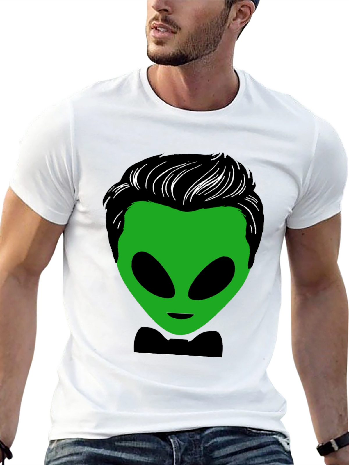 Alien with Hair T-Shirt - Unique Graphic Tee