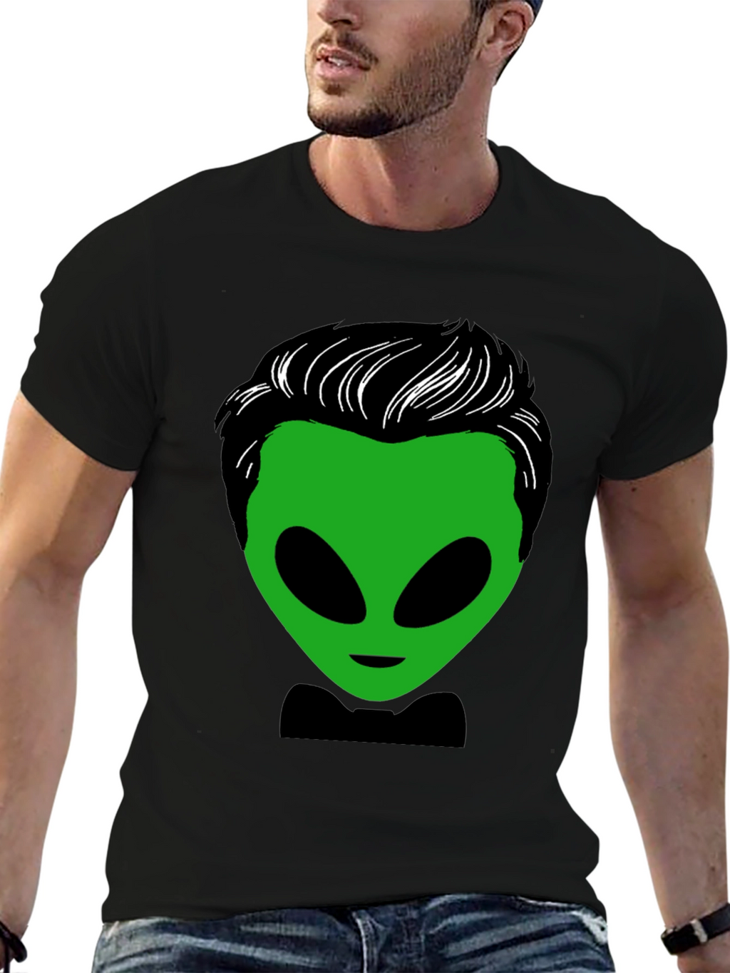 Alien with Hair T-Shirt - Unique Graphic Tee
