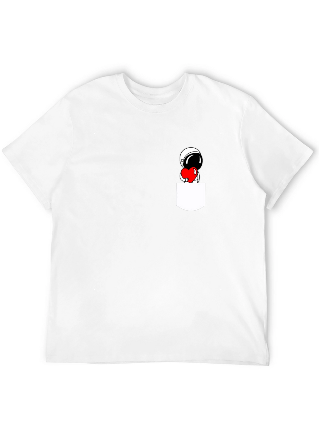 Astronaut Heart Pocket Black T-Shirt
