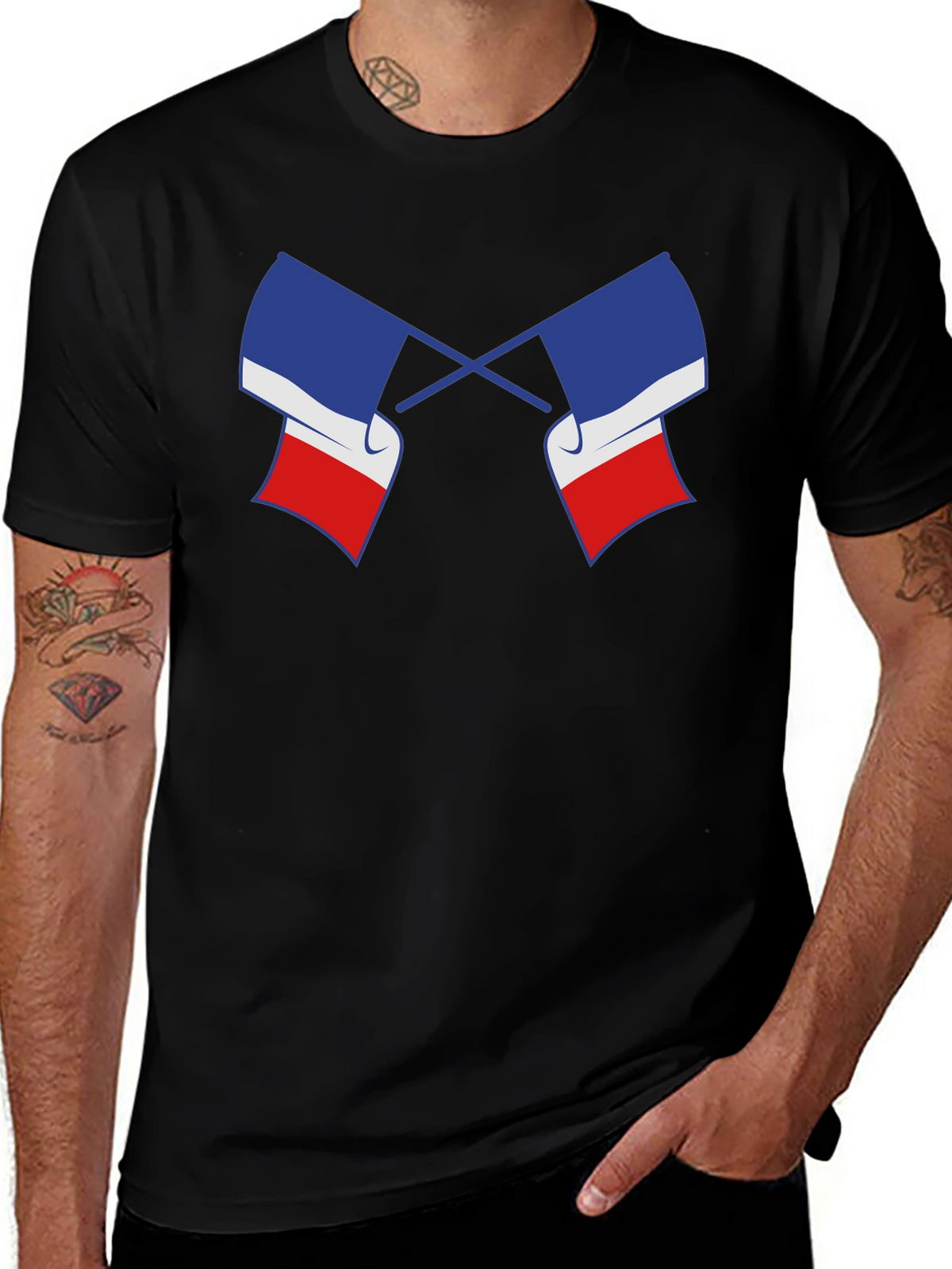 Crossed French Flag Graphic Tee