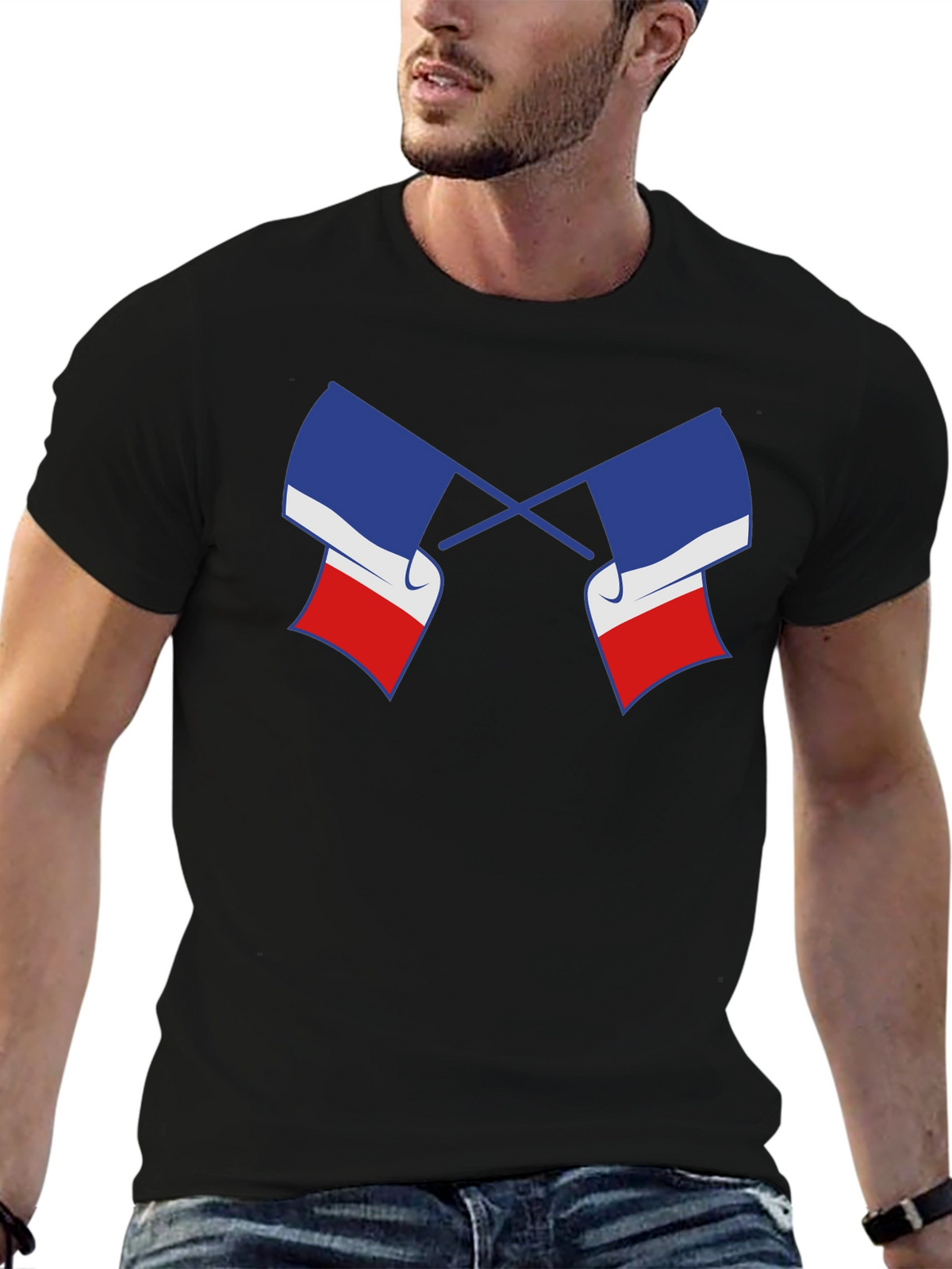 Crossed French Flag Graphic Tee