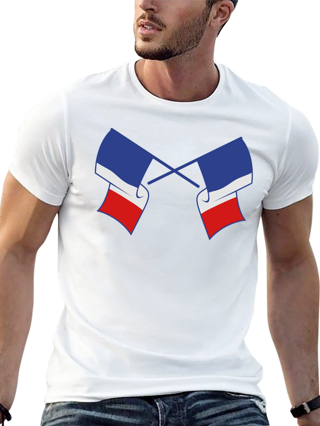 Crossed French Flag Graphic Tee