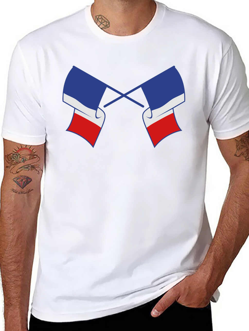 Crossed French Flag Graphic Tee