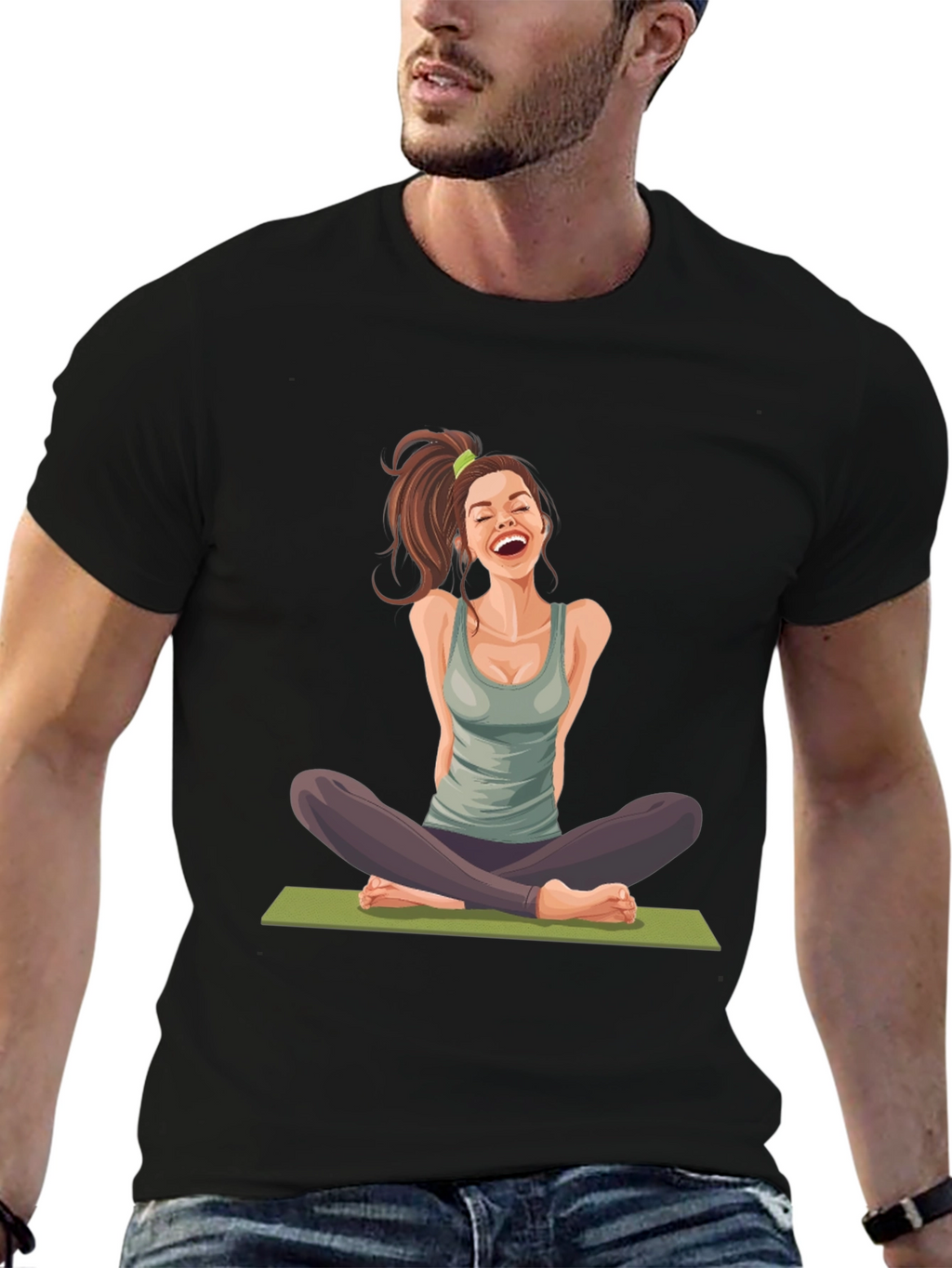 Yoga Girl Graphic Black T-Shirt