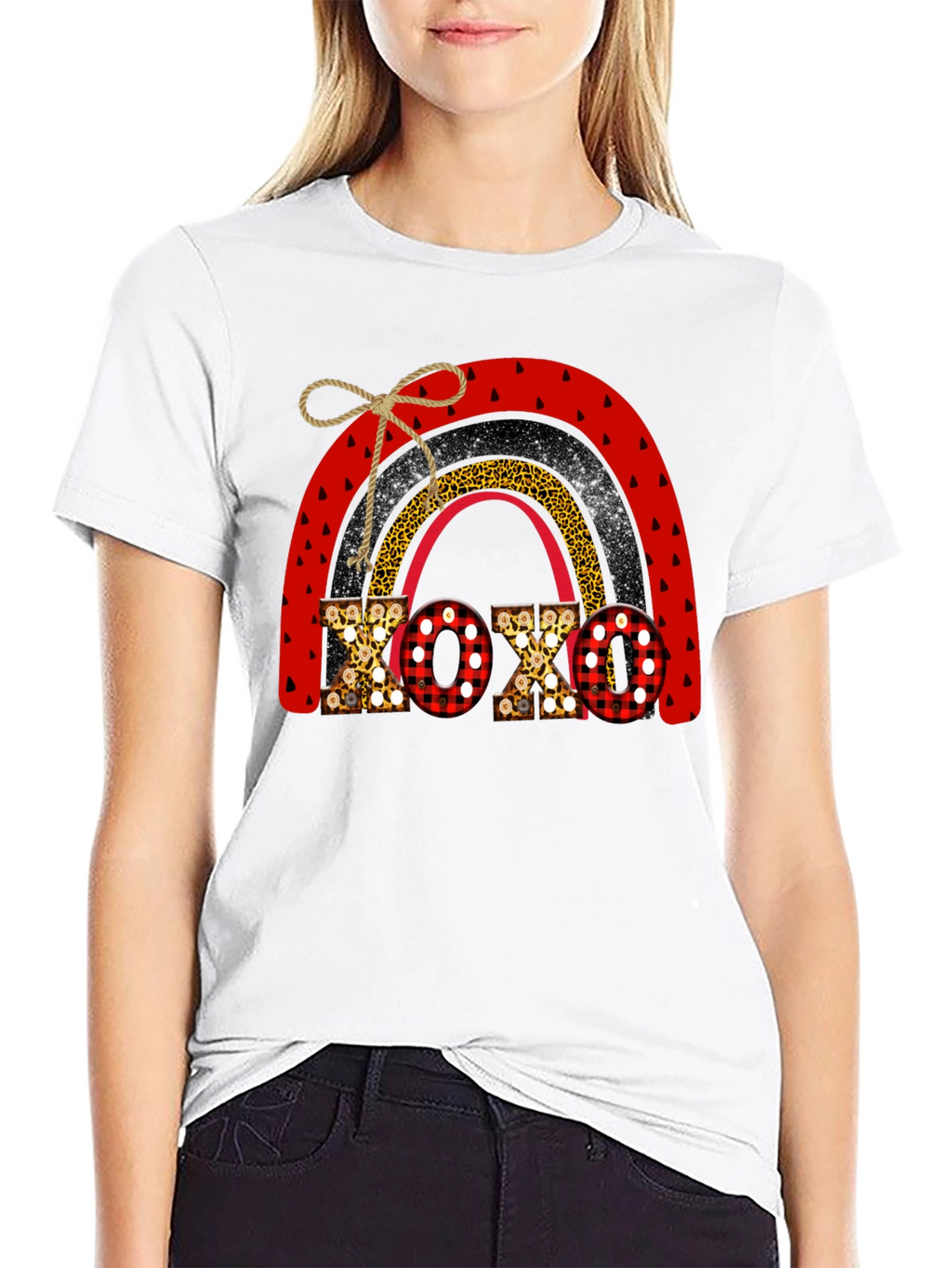 XOXO Valentine Rainbow Graphic Tee
