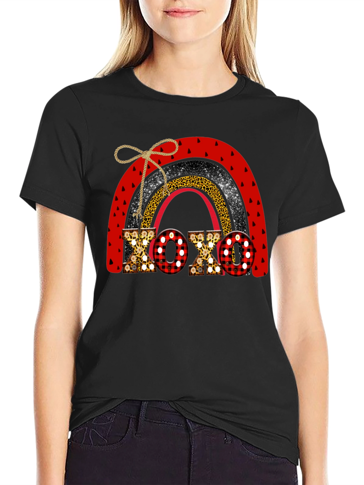 XOXO Valentine Rainbow Graphic Tee