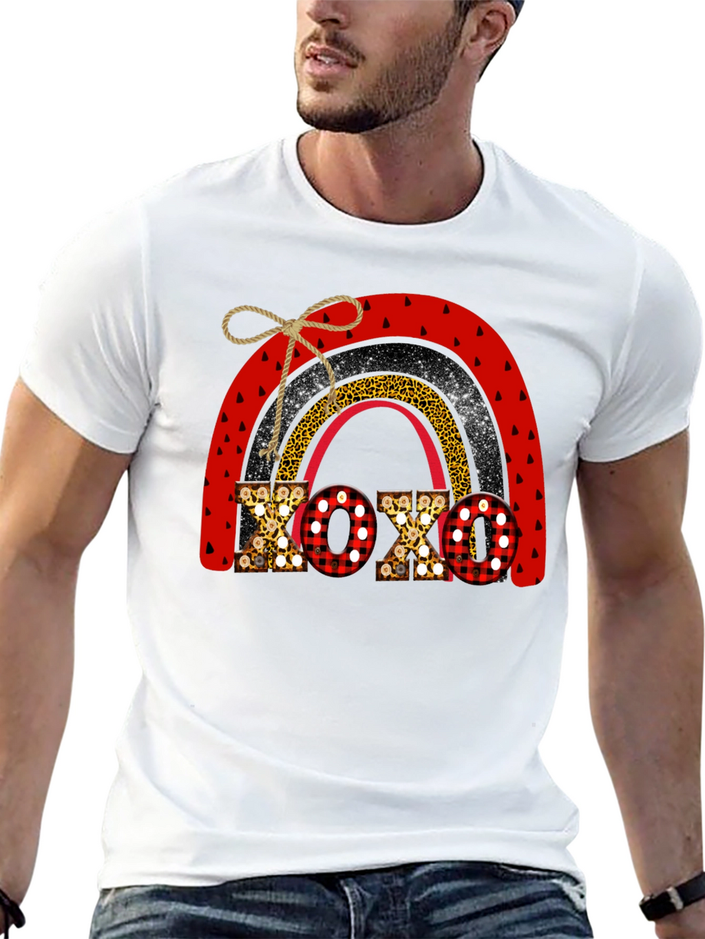 XOXO Valentine Rainbow Graphic Tee