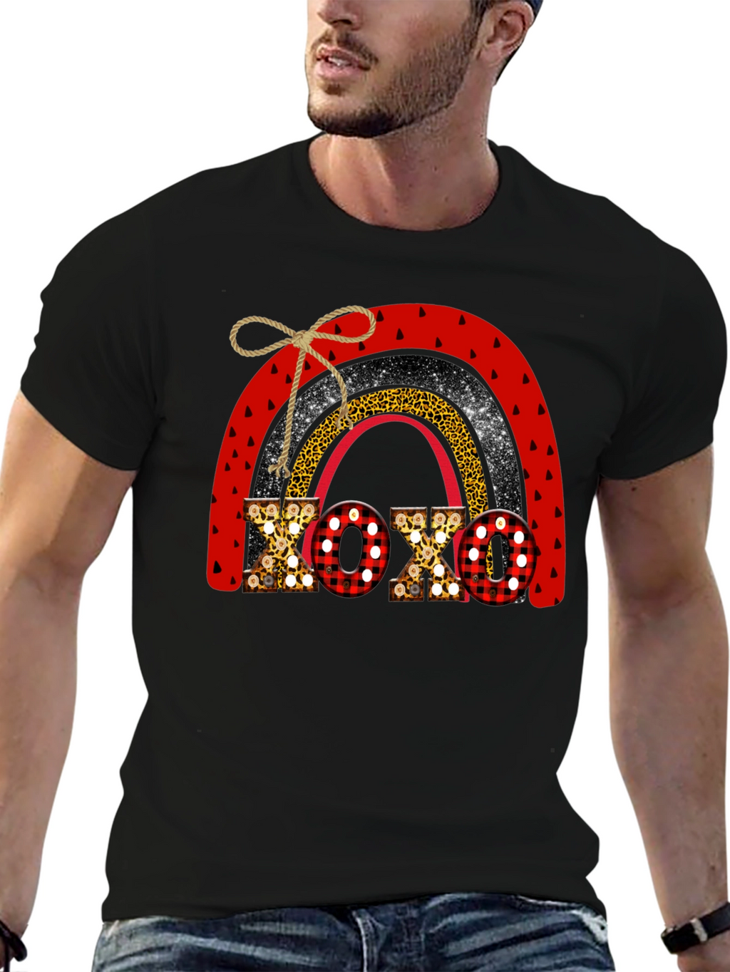 XOXO Valentine Rainbow Graphic Tee