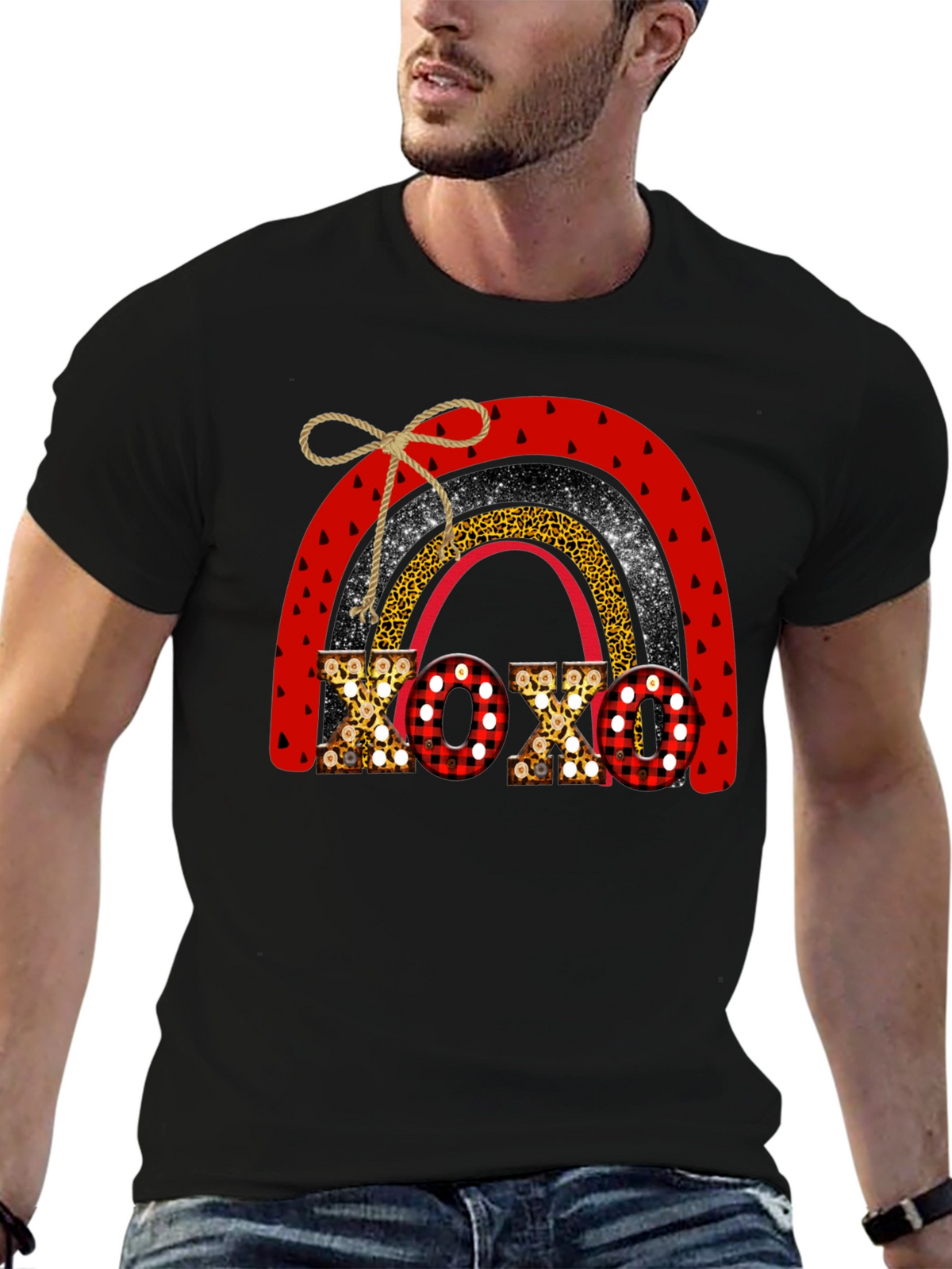 XOXO Valentine Rainbow Graphic Tee