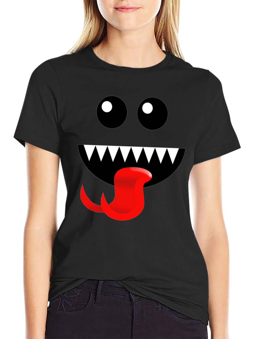 Monster Face Graphic Tee - Fun Black T-Shirt