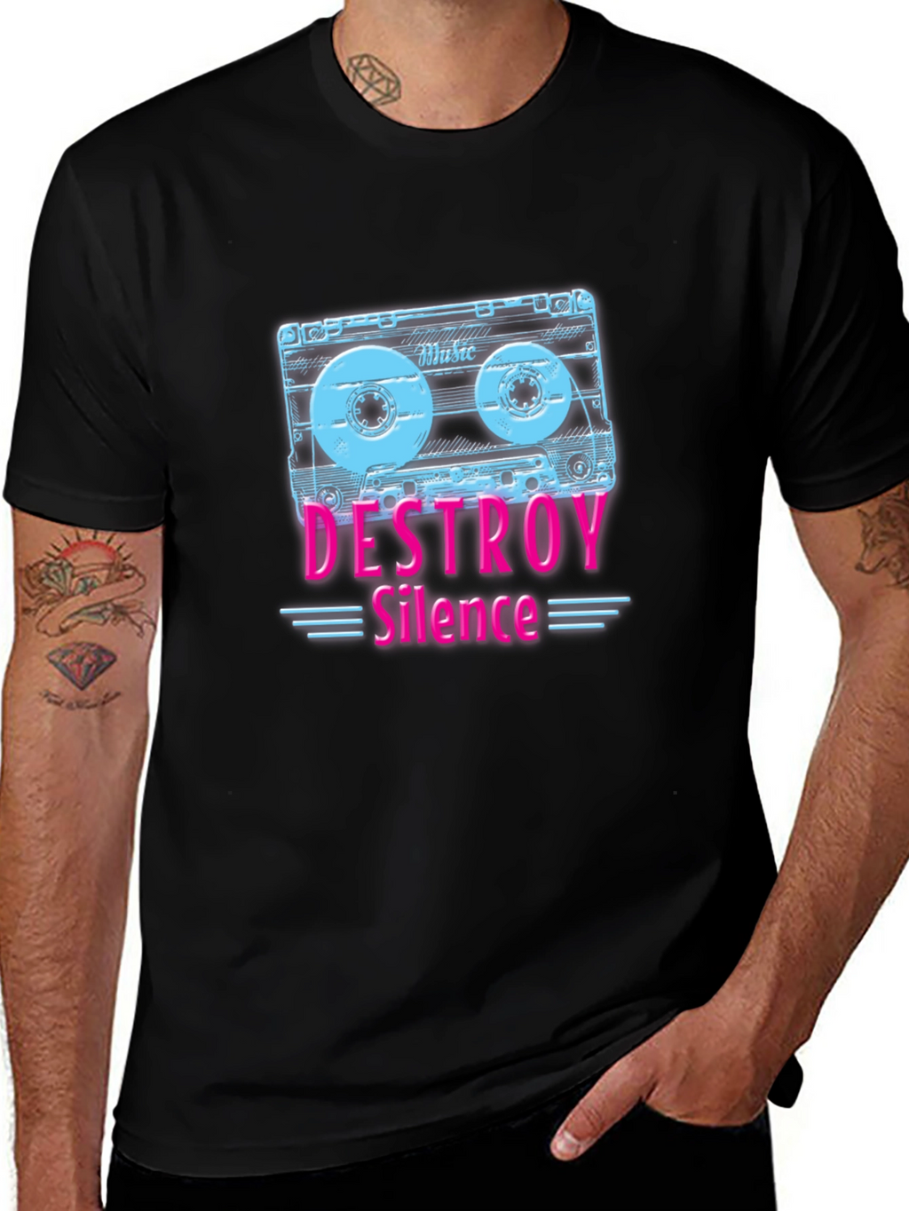 Destroy Silence Cassette Tape Graphic Tee