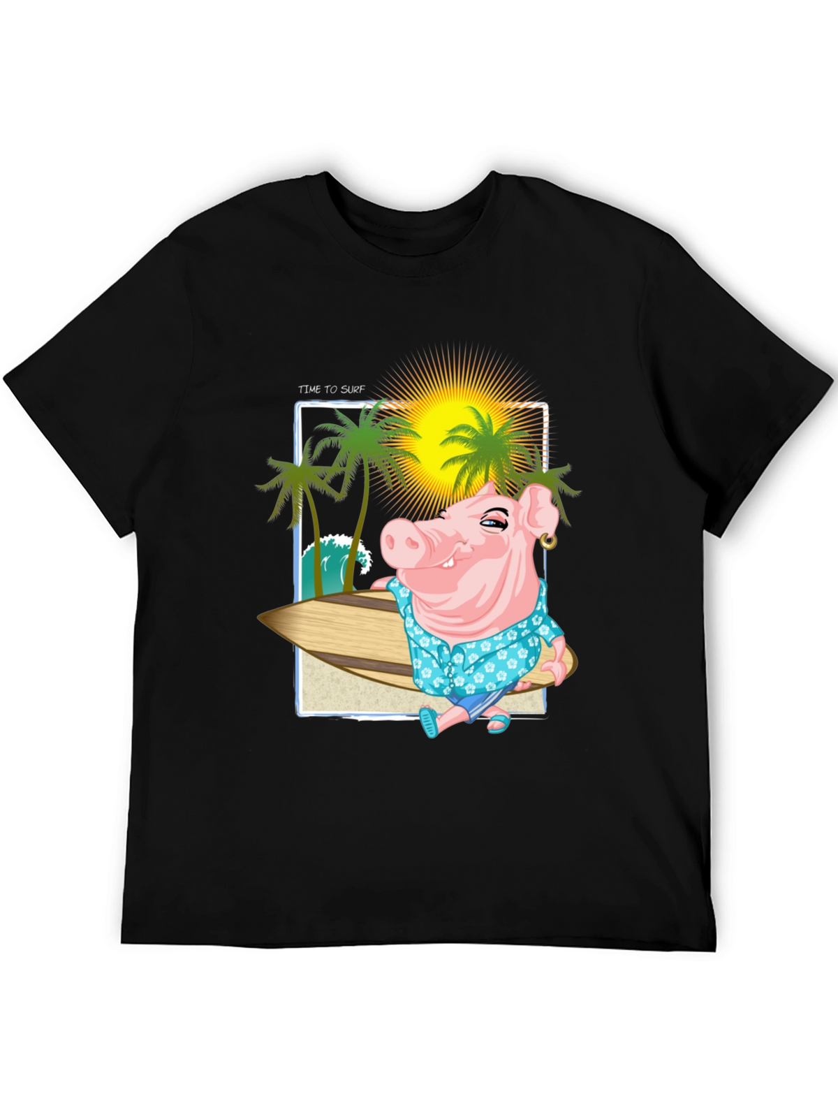 Surfs Up Pig Graphic T-Shirt