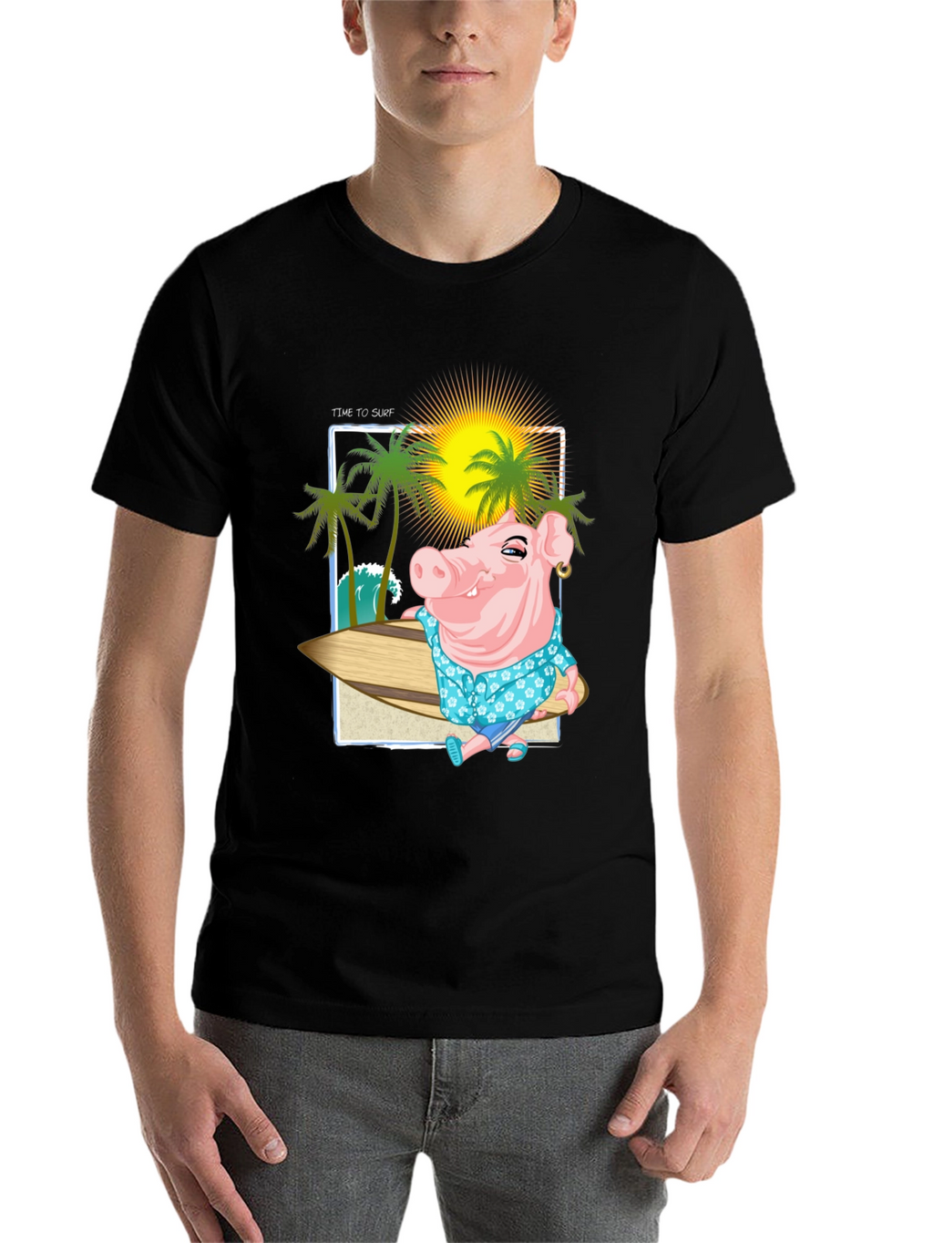 Surfs Up Pig Graphic T-Shirt