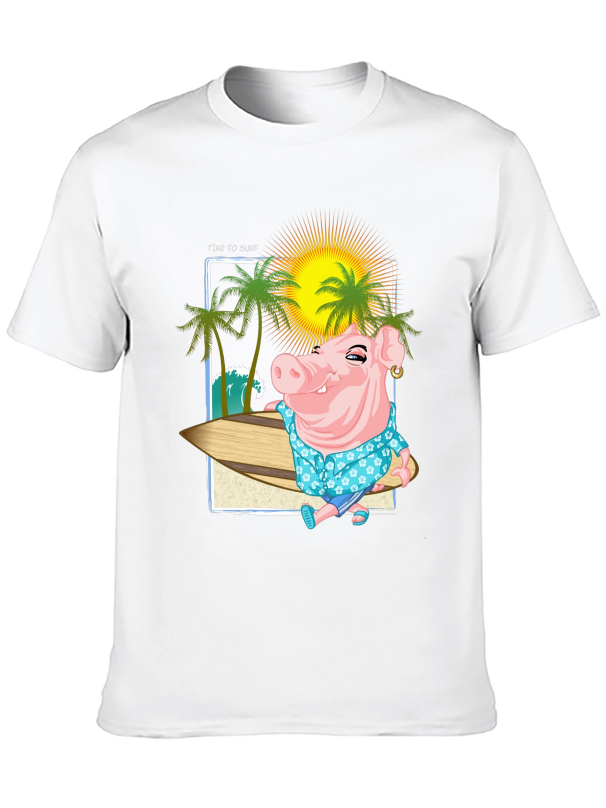 Surfs Up Pig Graphic T-Shirt