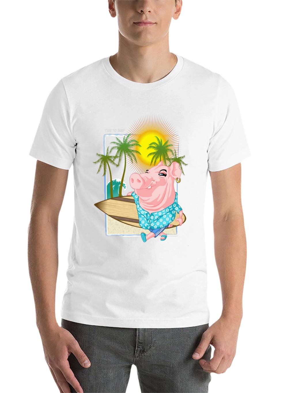 Surfs Up Pig Graphic T-Shirt