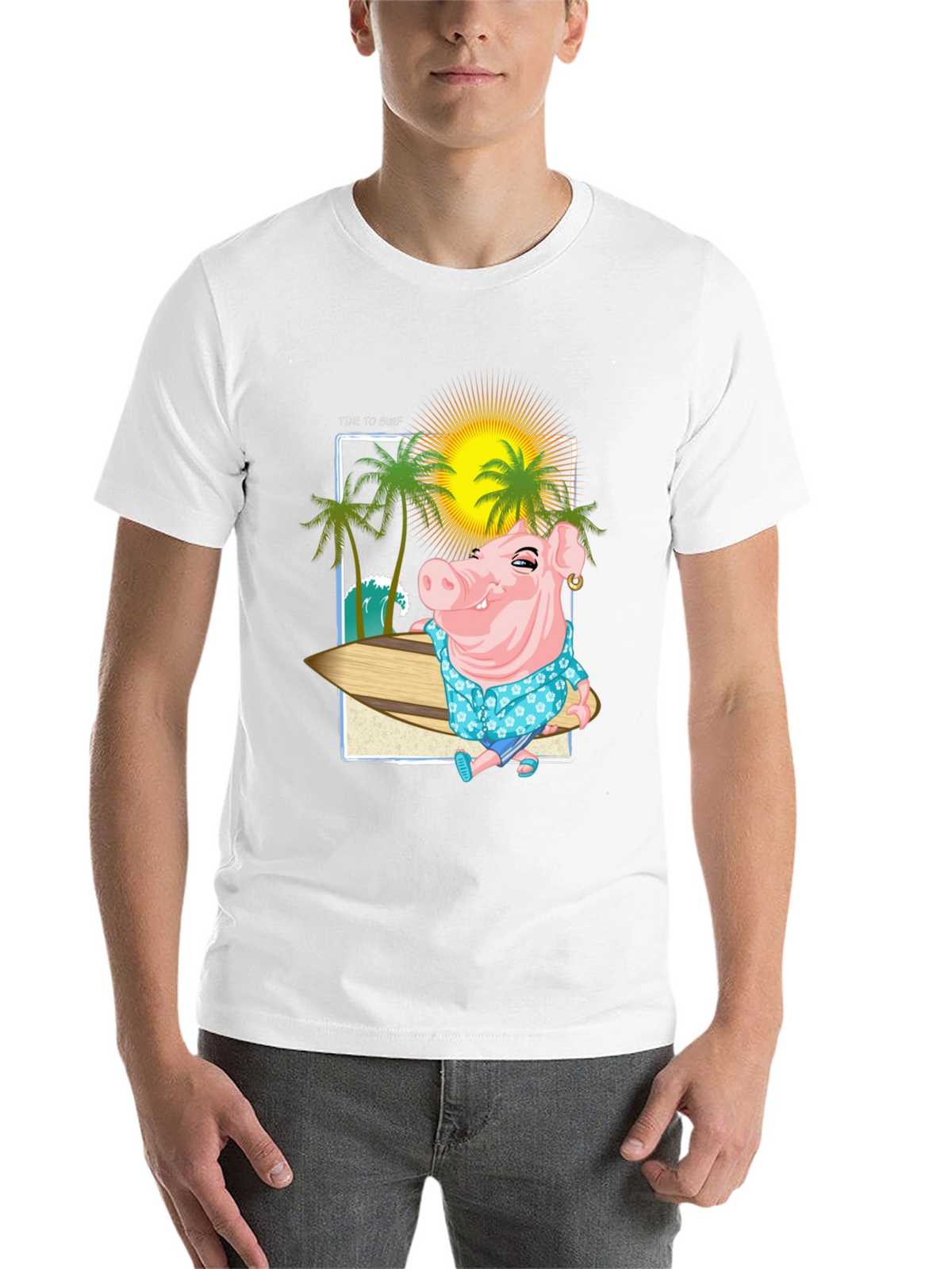 Surfs Up Pig Graphic T-Shirt