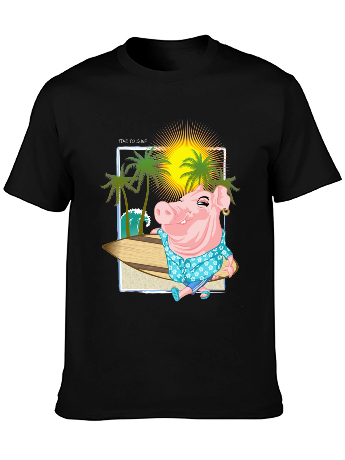 Surfs Up Pig Graphic T-Shirt