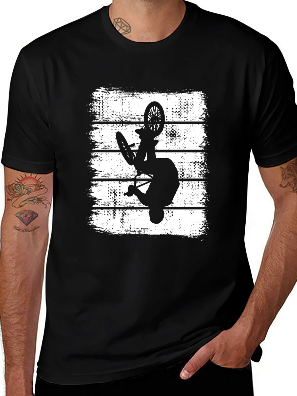 BMX Rider Silhouette Graphic Tee - Black